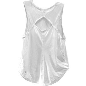 Lululemon Sculpt Tank Size 6 White Cutout Back Mesh Workout Top
